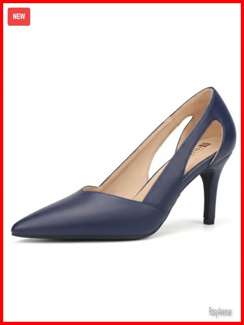 IDIFU Women's Pointed Toe Stiletto Pumps Faux Leather Slip-On Heels